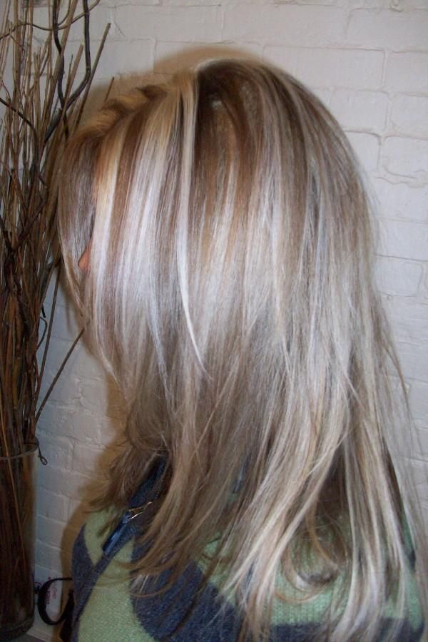 platinum highlights. dark blonde highlights and Lowlights