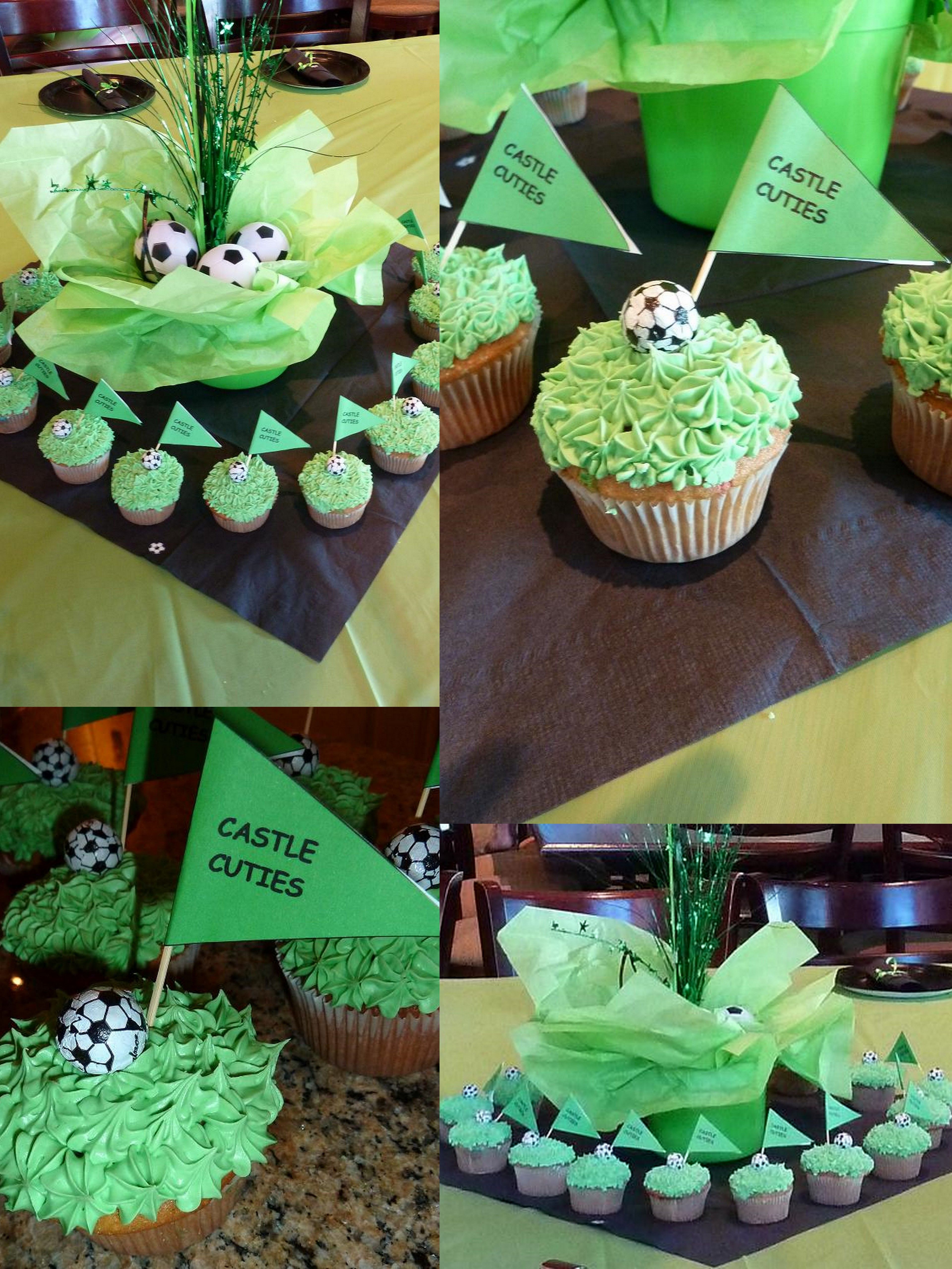 soccer party cupcakes