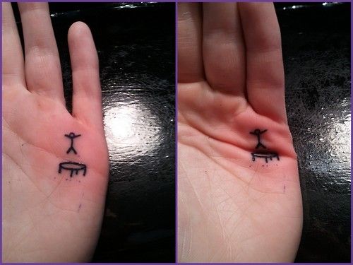 trampoline small hand tattoo