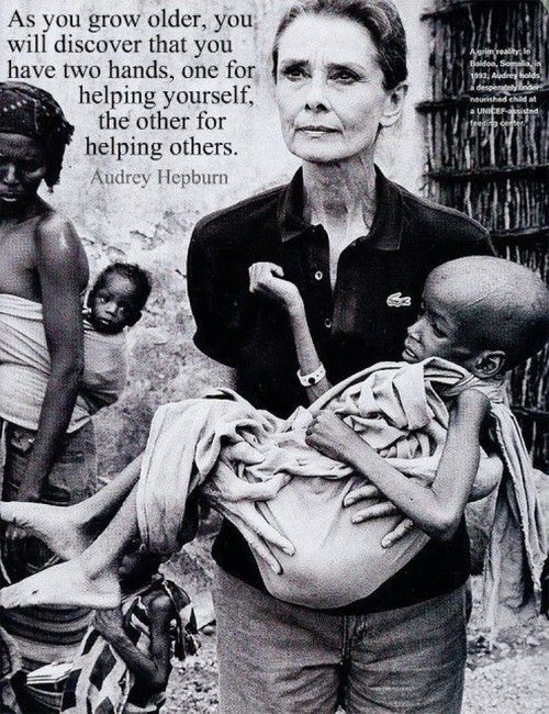 Audrey Hepburn spent many years in Africa helping the helpless. Yet all the pict