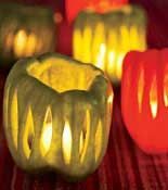 Cinco De Mayo tealight holders out of Bell Peppers: With a paring knife, cut thi