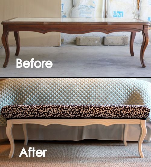 DIY coffee table turned bench