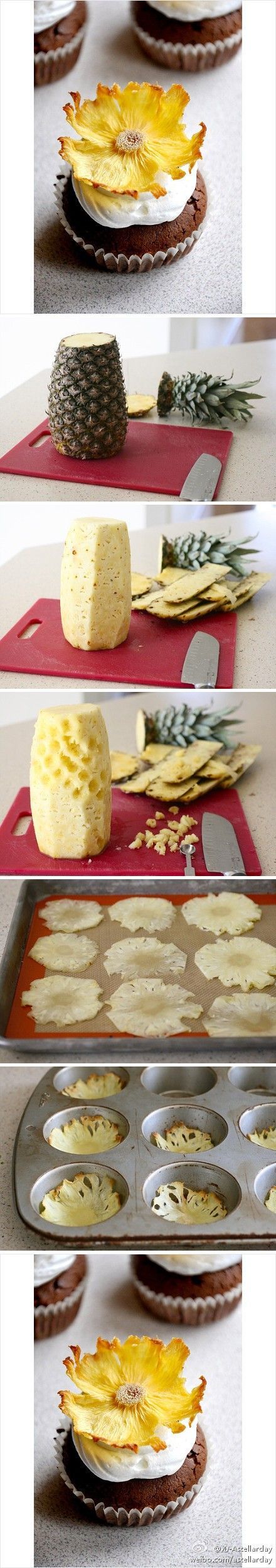 DIY pineapple flower cupcake/cake toppers