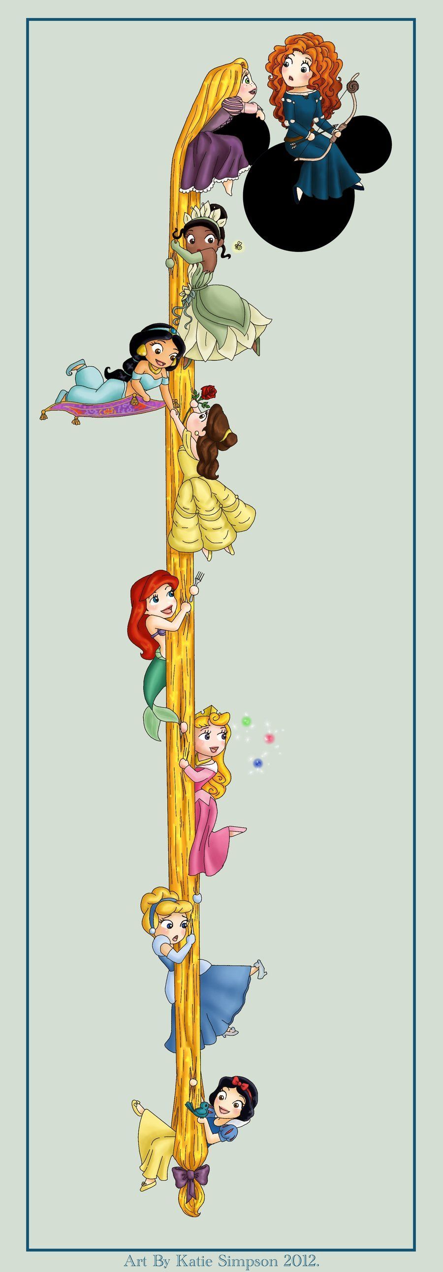 Disney princesses… Notice Rapunzel is at the top.