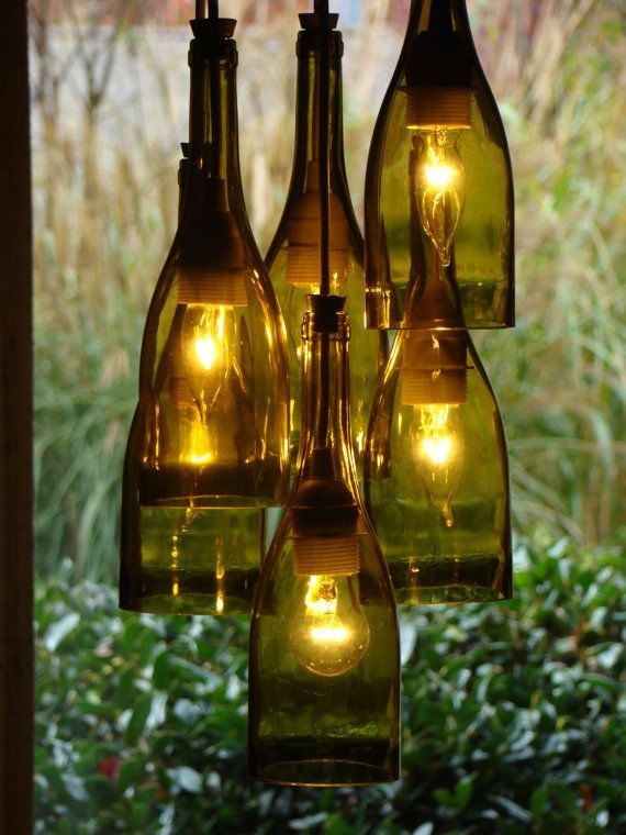 Genius! Wine bottle chandelier!