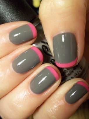 Gray and pink nails