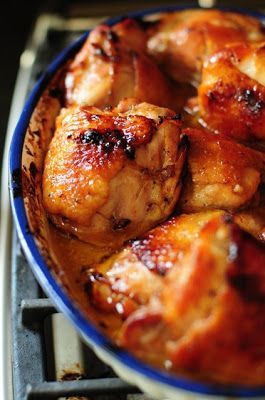 Honey & Soy Baked Chicken Thighs…..3 tablespoons olive oil  3 tablespoons