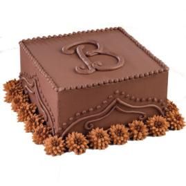 How to decorate a Chocolate Monogram Cake.