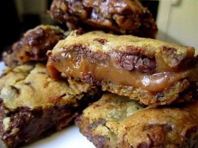 Knock You Naked Cookie Bars. Chocolate chip cookies, evaporated milk, caramel, a