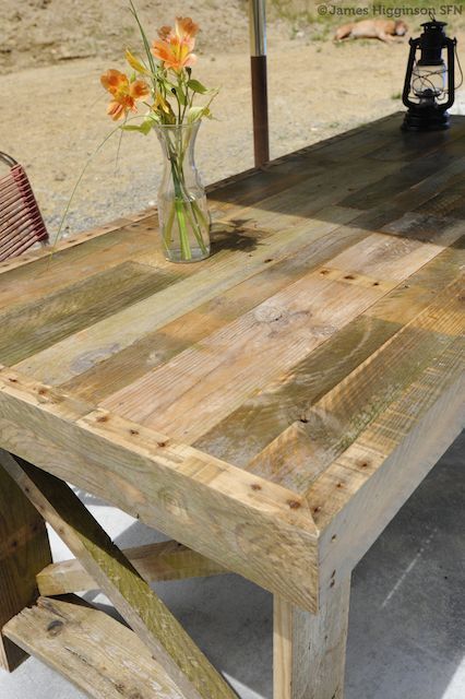 Making a table from discarded pallets