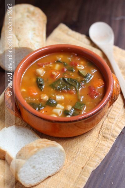 Minestrone Soup – minestrone is basically a thick Italian soup, usually w/ veggi