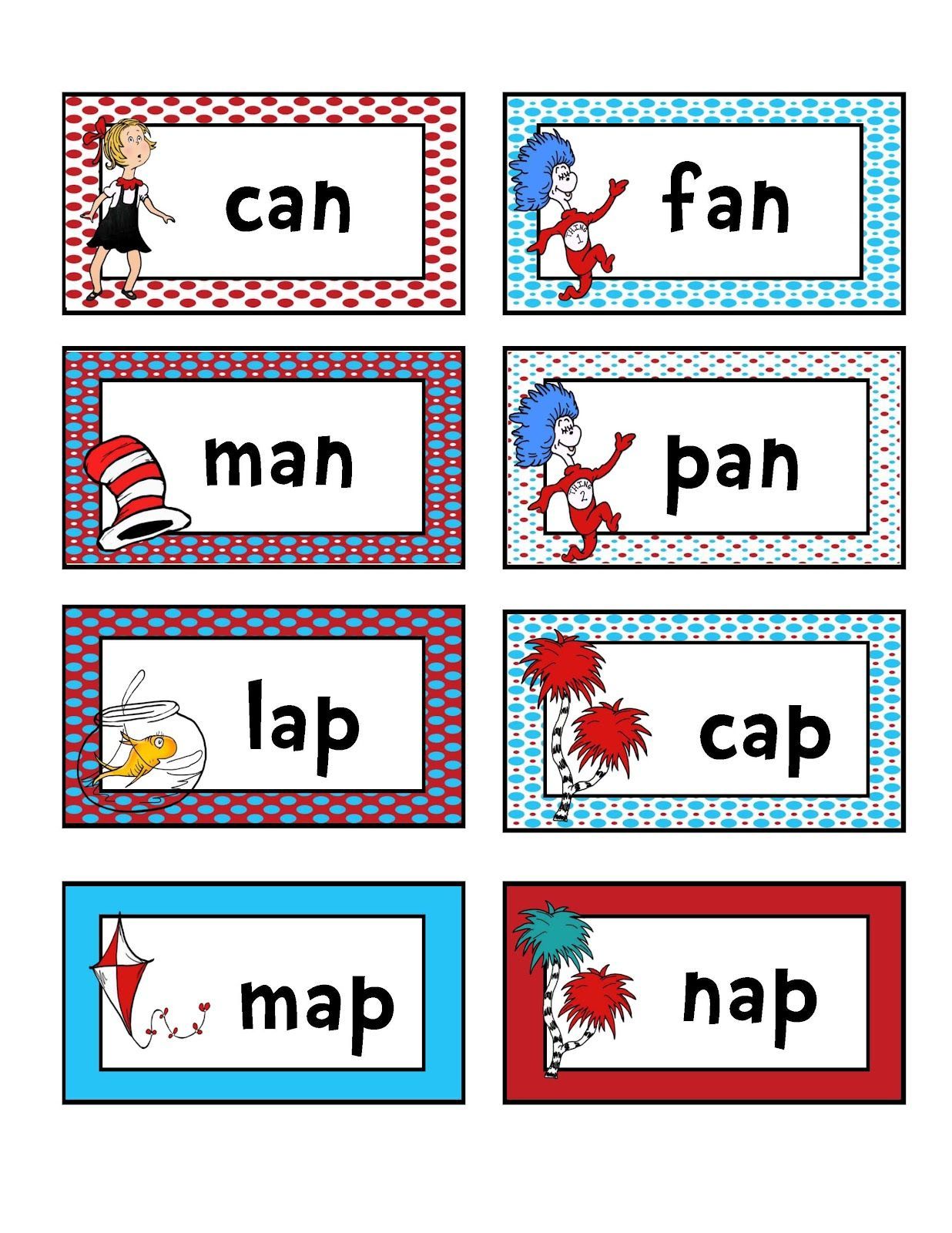 Preschool Printables: Dr. Seuss Rhyming Word Set
