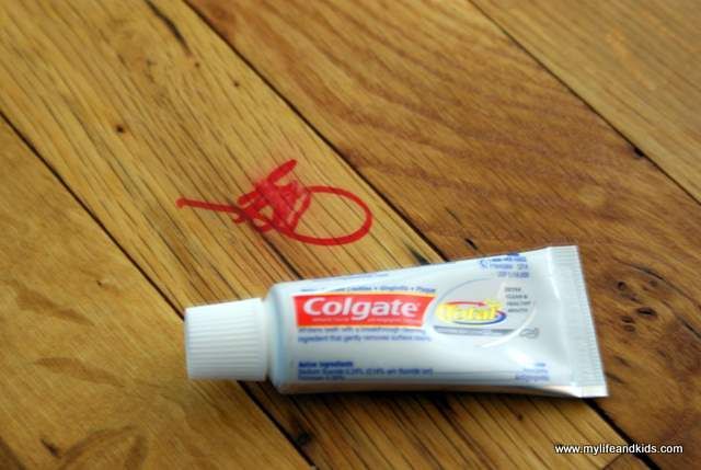 Remove permanent marker from wood floors..or wood dining tables  -worked like a