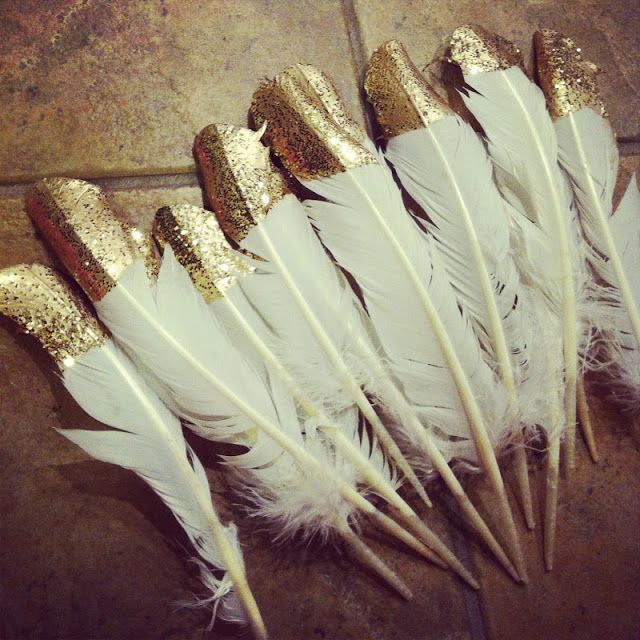 gorgeous tutorial:  gold dipped feathers.