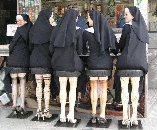 nuns on bar stools