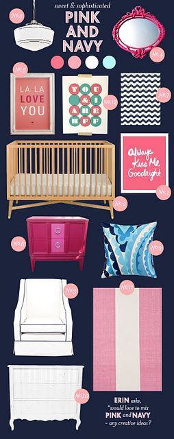 nursery themes – pink and navy for a baby girl