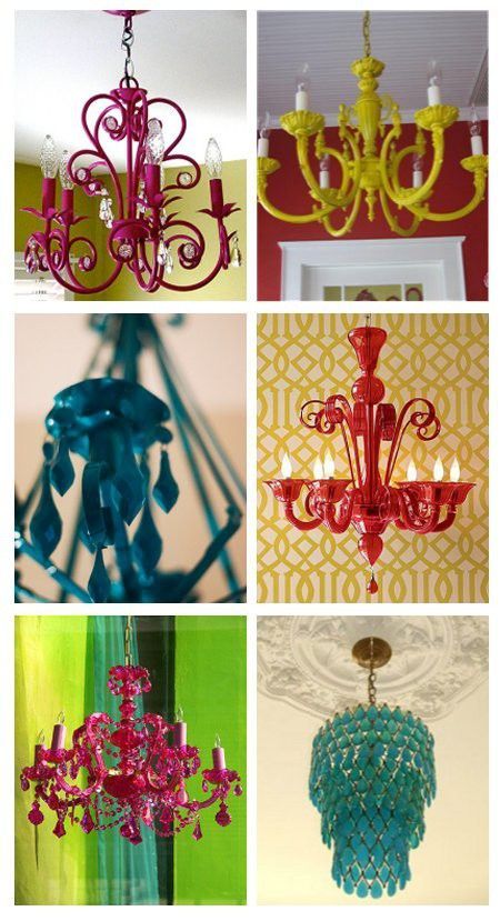 spray paint old chandeliers a modern color