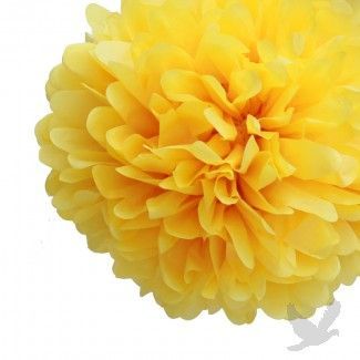 2012 Wedding Trends: Light and Airy Sunflower Yellow Tissue Paper Pom Poms, perf