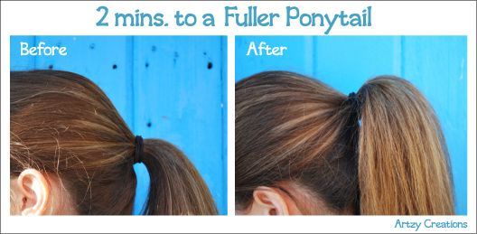 2mins For A Fuller Ponytail    I love this and use it on school days when I just