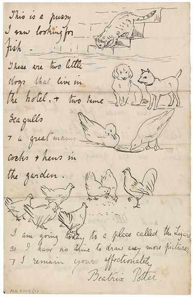 Beatrix Potter, last page of a letter she wrote, March 11, 1892. Morgan Library