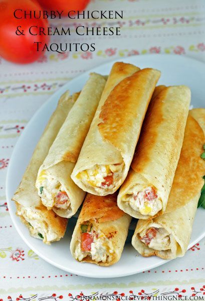 Chubby Chicken and Cream Cheese Taquitos Recipe ~ They have an addicting crunch