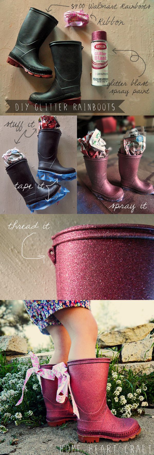 DIY Glitter Rain boots, so cute…can't wait to try this!