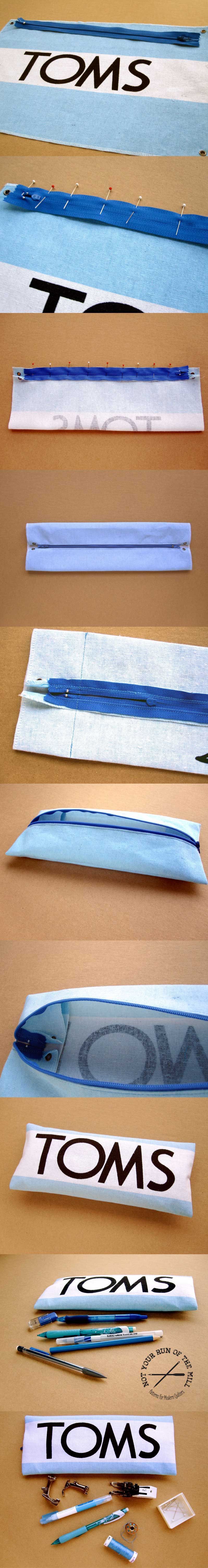 DIY Toms flag zippered pouch.