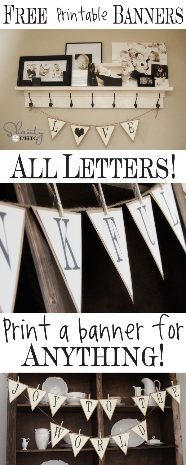 FREE Printable Letter Banners.  Print a banner for any occasion.