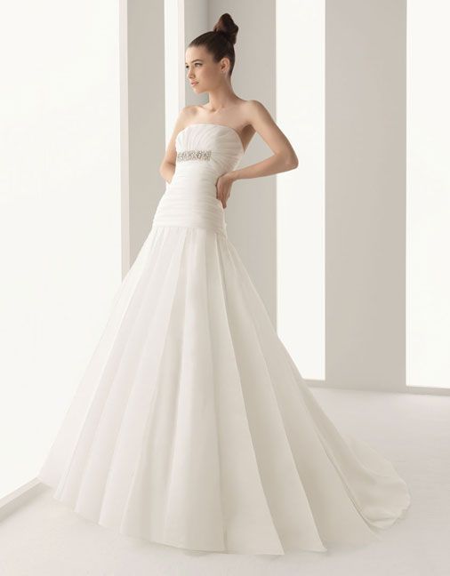 Floor length organza bridal gown with beading