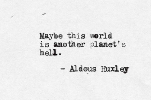 "Maybe this world is another planet's hell"   -Aldous Huxley