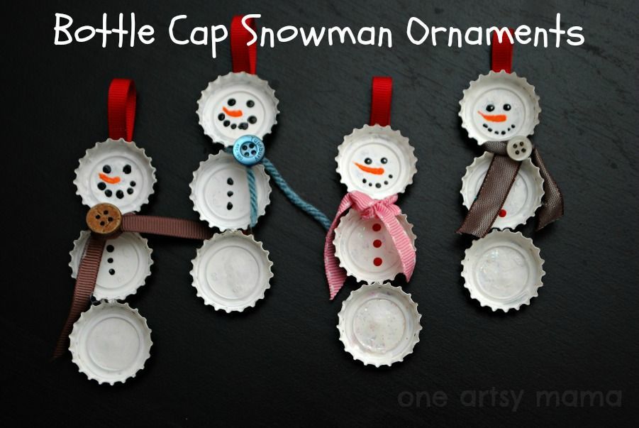 One Artsy Mama: Bottle Cap Snowman Ornaments