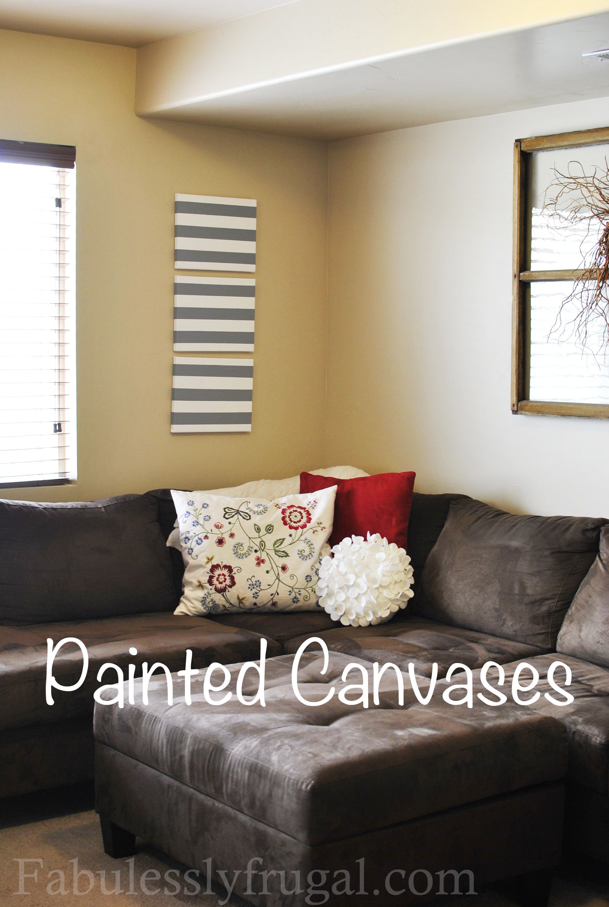 Painted Striped Canvases perfect idea for your home decor.  Easy craft idea!