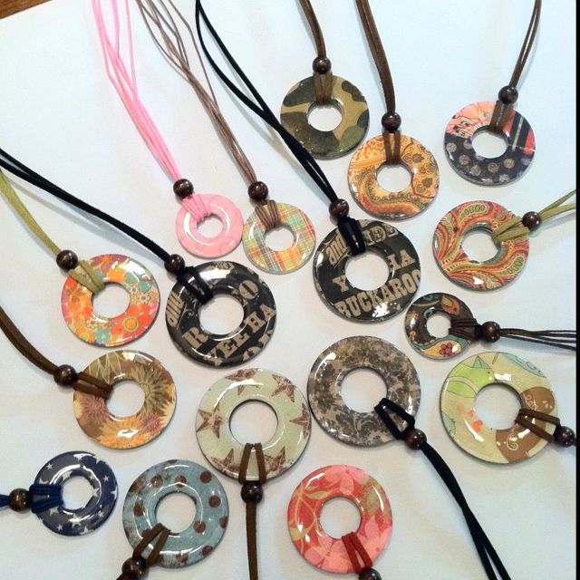 Repurposed washers = pendant necklaces