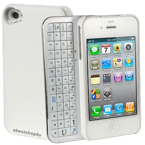 Sliding Black or White Bluetooth Keyboard Hardshell Case for iPhone 4 and 4S | e