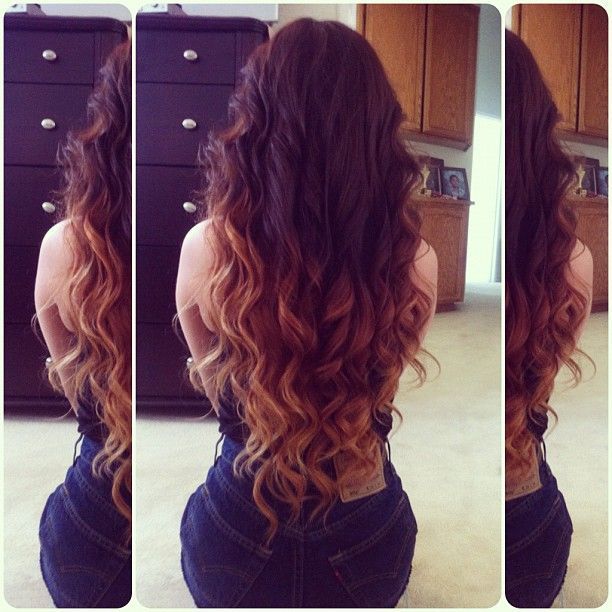 The length! Ombre Hair.. Dark to light with curls.. adorable! Kinda want to do i