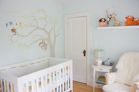 The soft blue in this room very soothing. #baby #nursery