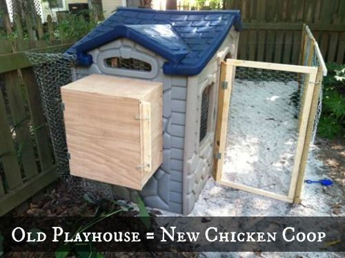 Turn and old kids playhouse into a coop.
