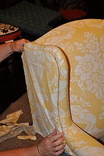 Upholstering a Wing Back Chair – mom, this could be handy when doing our chair!!