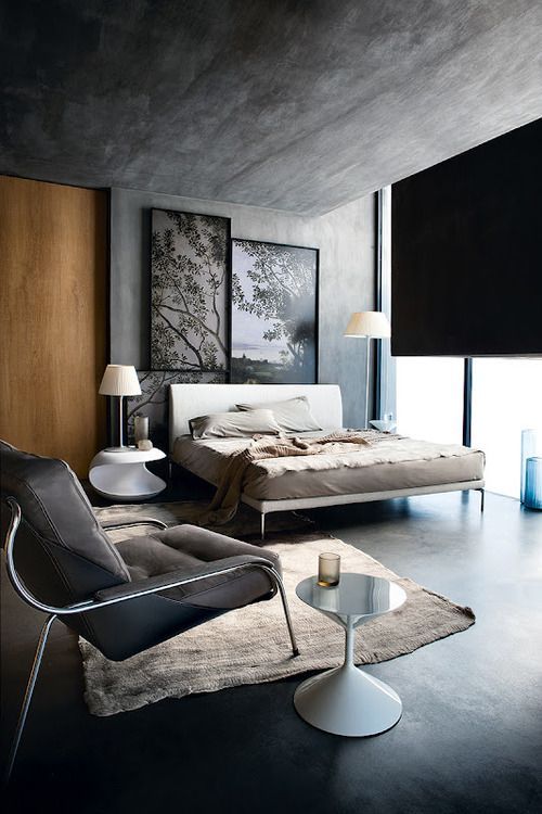 concrete and grays…..Beautiful Bedroom