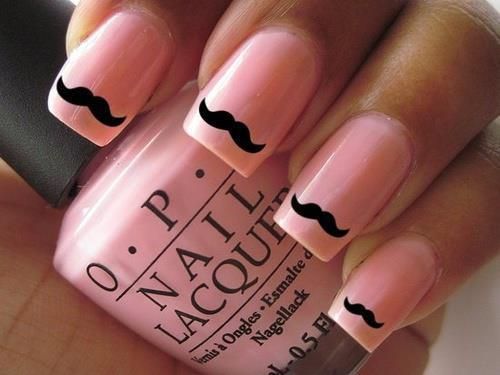 pink mustache nails