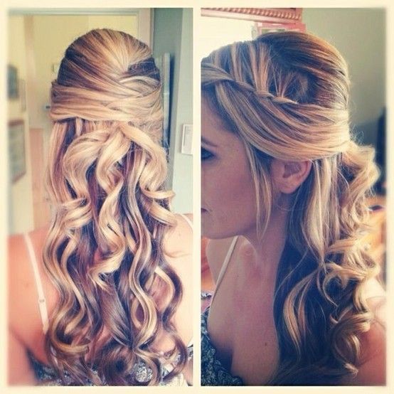 Bridal hair pins! Beautiful long curls with braid, very pretty! – Click image to
