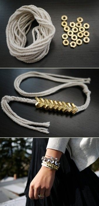 DIY chevron bracelet. Cute & easy. I made two and spray painted the hardware