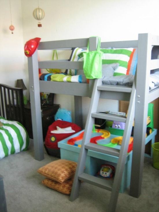 Free Woodworking Plans to Build a Toddler Sized Low Loft Bunk | The Design Confi