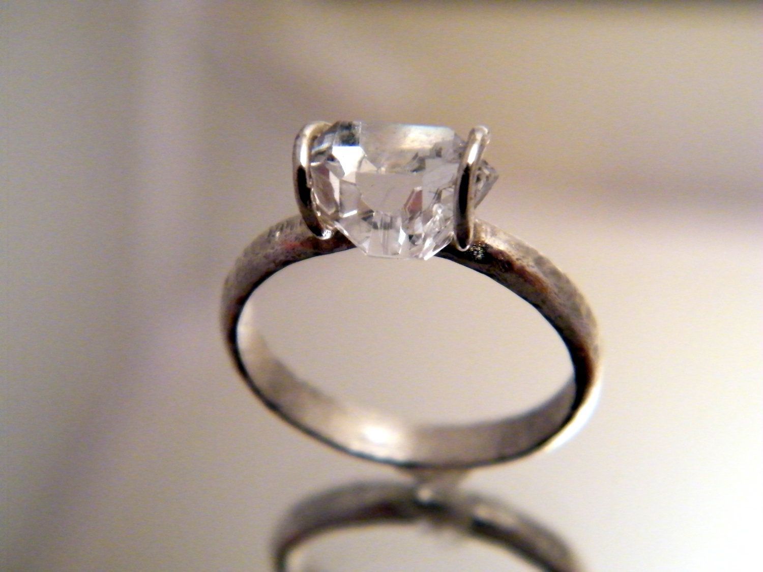 Herkimer Diamond Solitaire ring – simple engagement ring wedding ring or cocktai