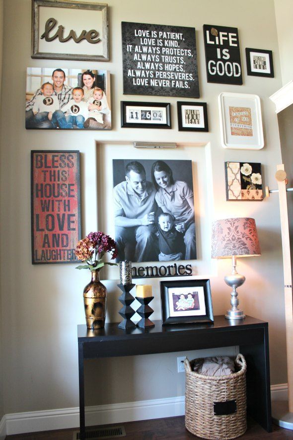 Love the mix of quotes and photos in this gallery wall