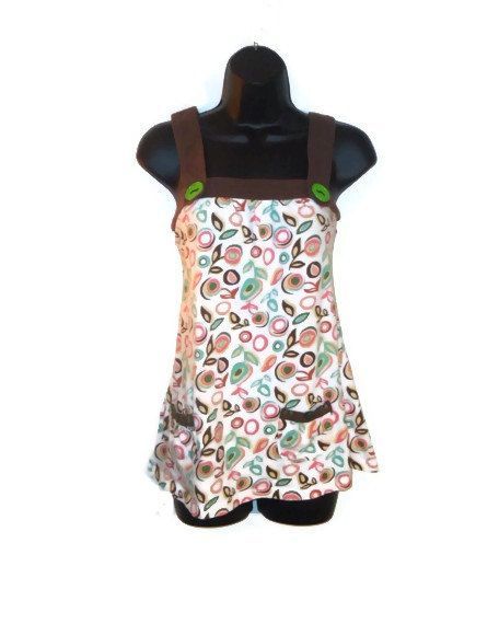Mod Style Leaf Flower Print Tank Top Charm and Button Adornment Womens Clothing