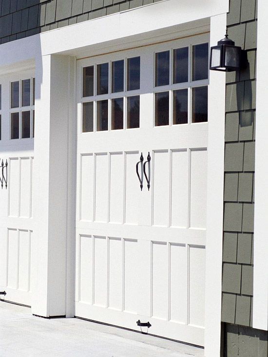 OUTSIDE / GARAGE DOORS add inexpensive hardware to give old carriage house style