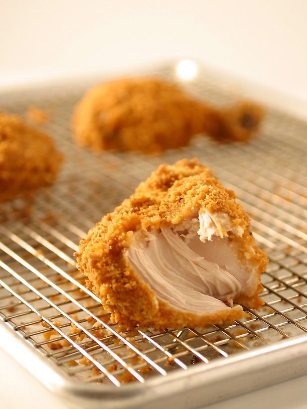 Oven Fried Chicken.  Tastes JUST like fried chicken, but it’s healthy and baked!