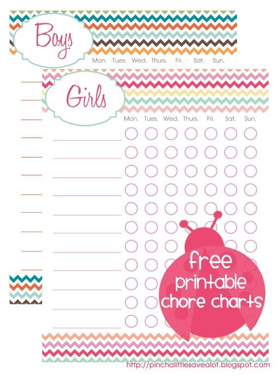 Pinch A Little Save-A-Lot: Free Printable: Kids Chore Charts