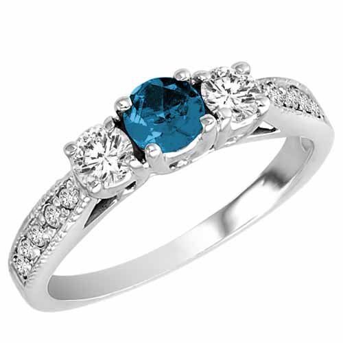 Platinum 3 Stone Blue Diamond and White Diamond « Holiday Adds